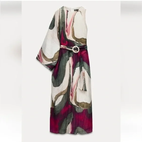 Zara Asymmetrical Multicolor Maxi Dress - Picture 2 of 7
